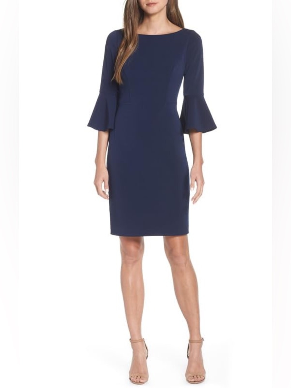 🌼HARPER ROSE🌼 Navy Sheath Dress with Bell Sleeves, Size 12